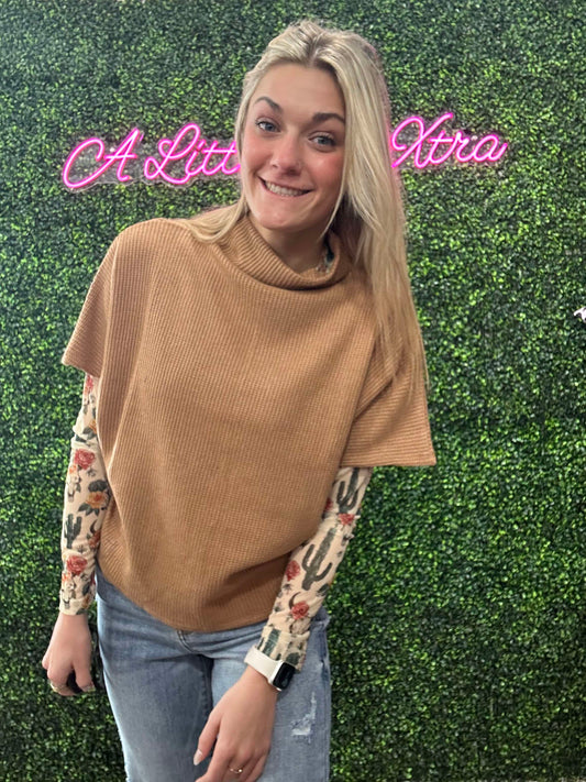 Deep Camel Mock Neck Sweater