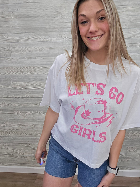LET'S GO GIRLS LONG CROPPED TEE