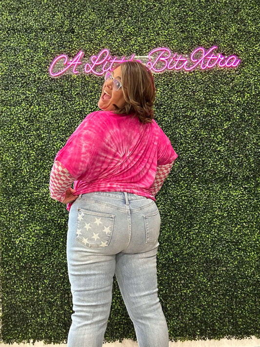 JB MID-RISE AMERICANA FLAG-CUFFED BOYFRIEND JEANS