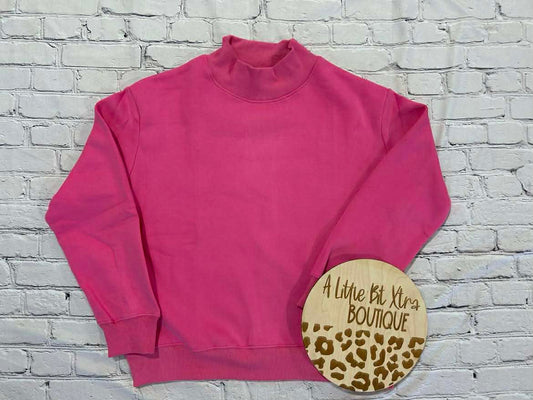 Mock Neck Sweatshirt (hot pink)