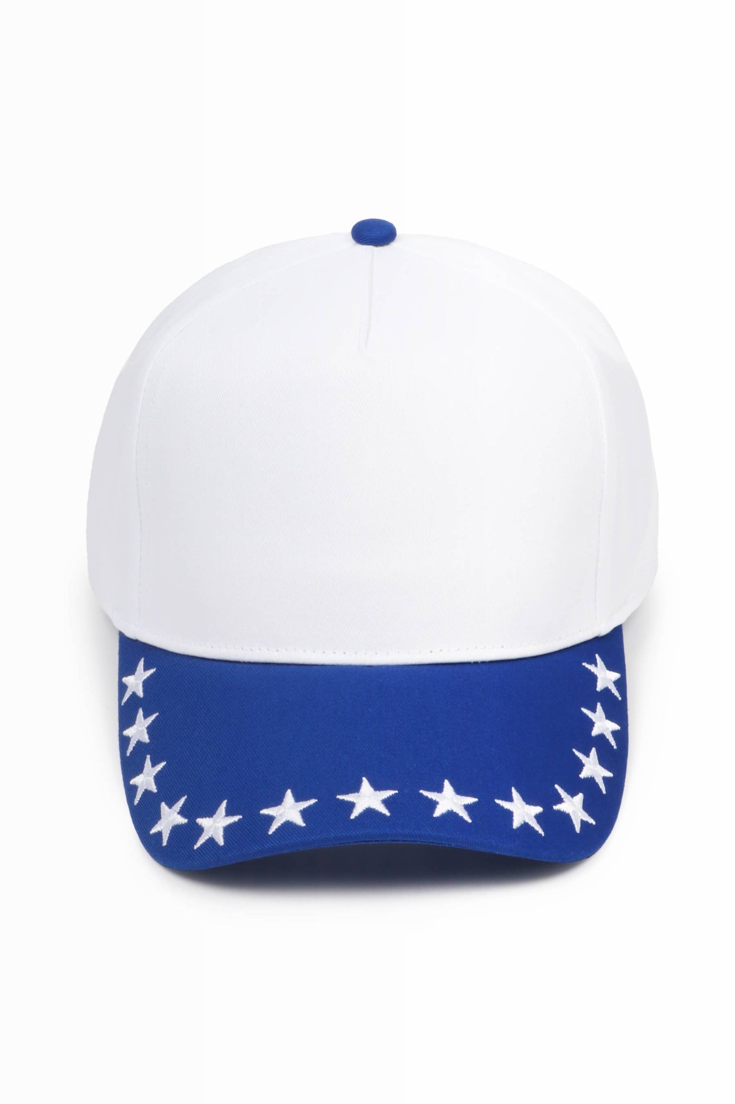 STARS Embroidered Brim Two Tone 5 Panel Cap: Red