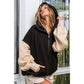 COLOR BLOCK ELASTIC HEM FLEECE HOODIE: PERIWINKLE MULTI / XL
