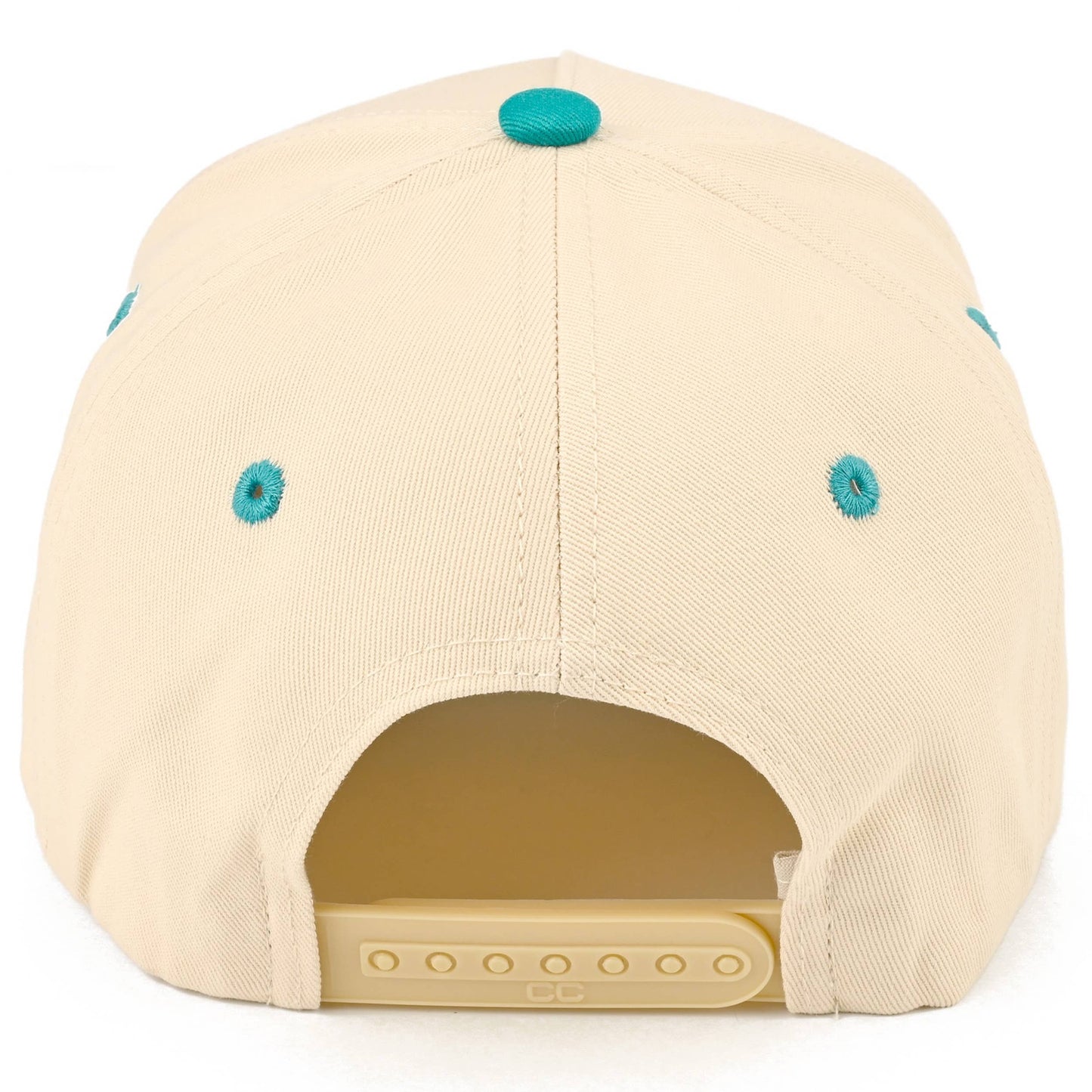 C.C LAKE Letter Embroidered Two Tone Trucker Hat: Sky Blue/White