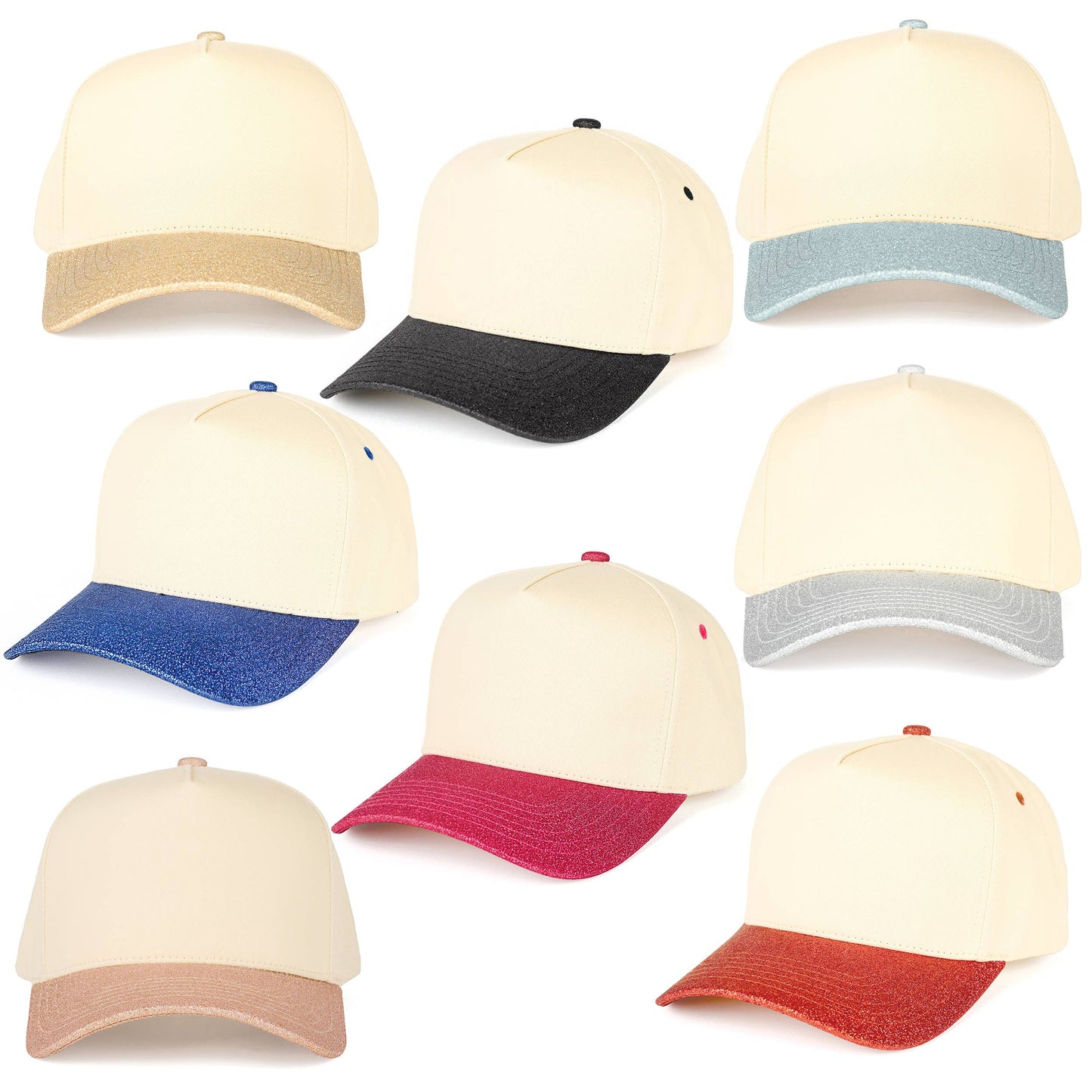 C.C Glitter Brim Two Tone Trucker Hat: Black