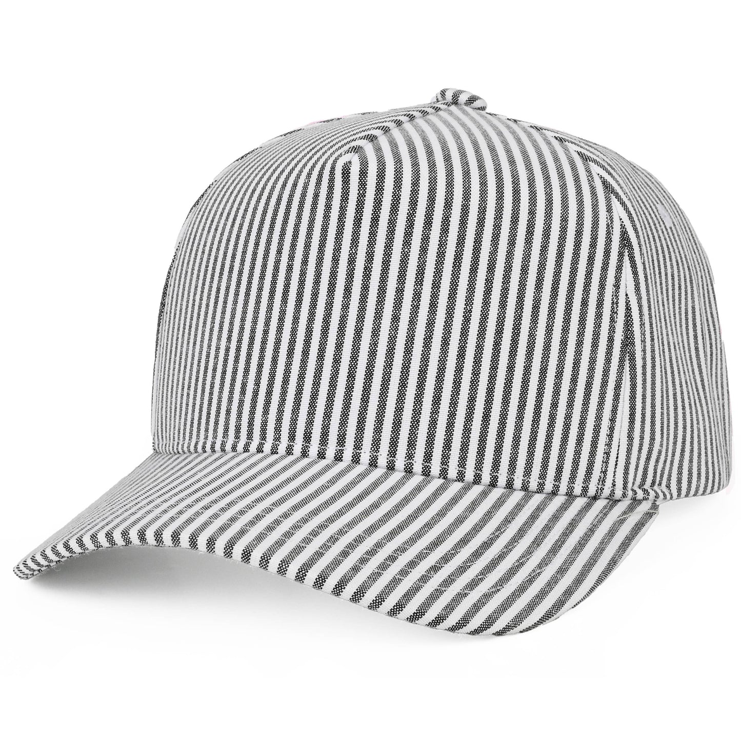 C.C Stripe Pattern Criss-Cross Ponytail Trucker Hat: Red