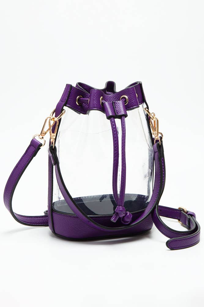 Clear Crossbody Stadium Bucket Bag: Royal Blue