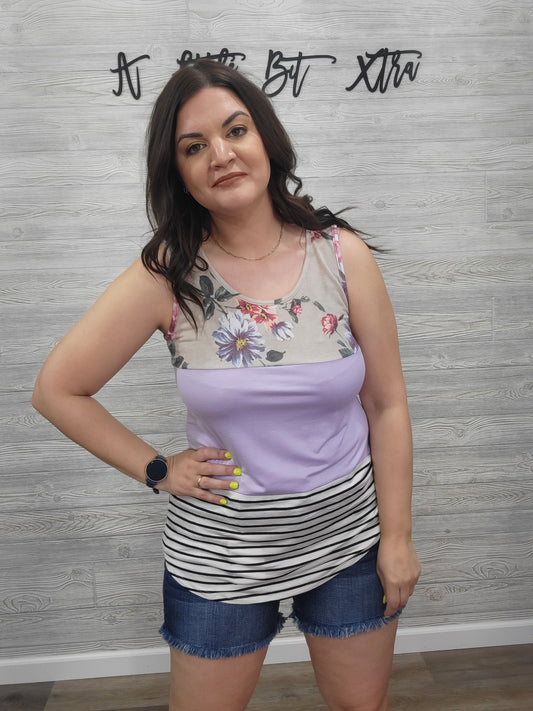 LAVENDER LACE BACK TANK