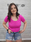 FUCHSIA Short Sleeve Solid Knit Top