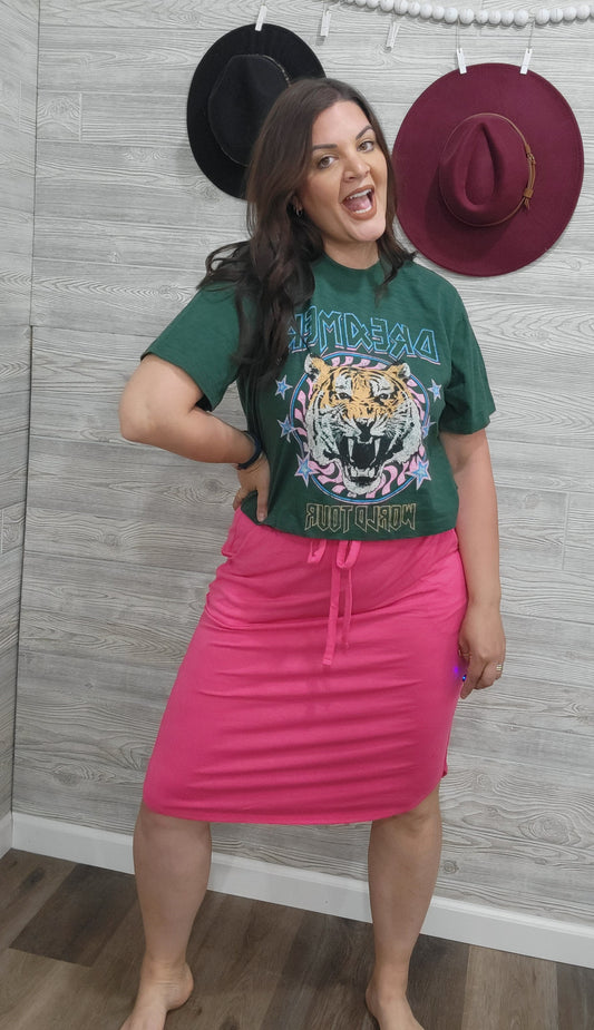 FUCHSIA TULIP MIDI SKIRT