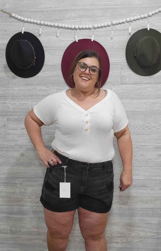 IVORY Short Sleeve Solid Knit Bodysuit
