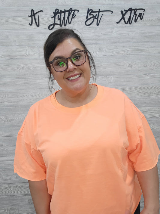 NEON CORAL FRENCH TERRY TOP