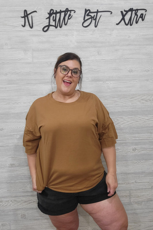 CAMEL FRENCH TERRY TOP