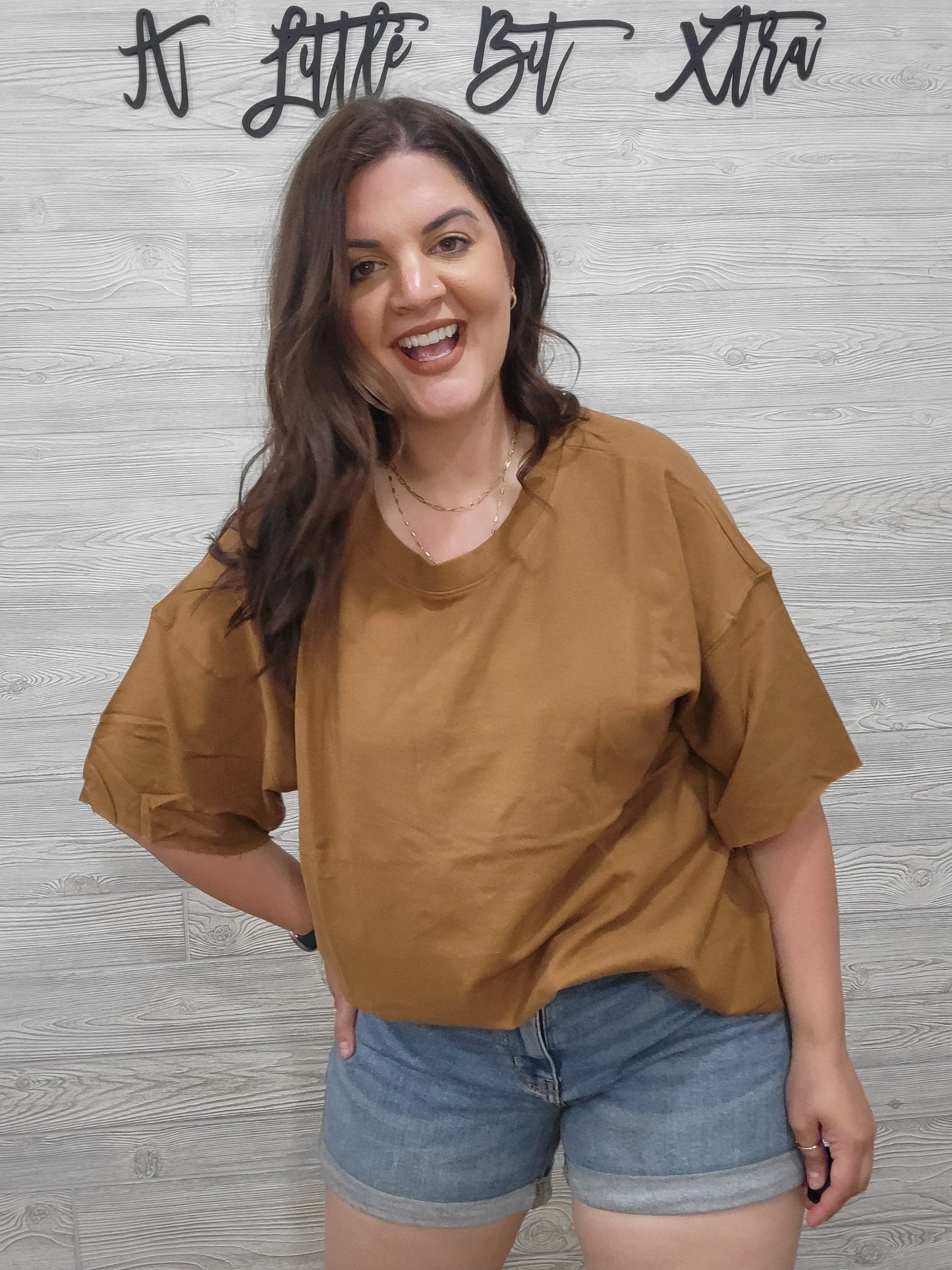 CAMEL FRENCH TERRY TOP