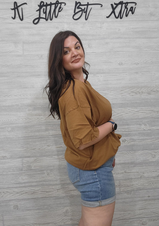 CAMEL FRENCH TERRY TOP
