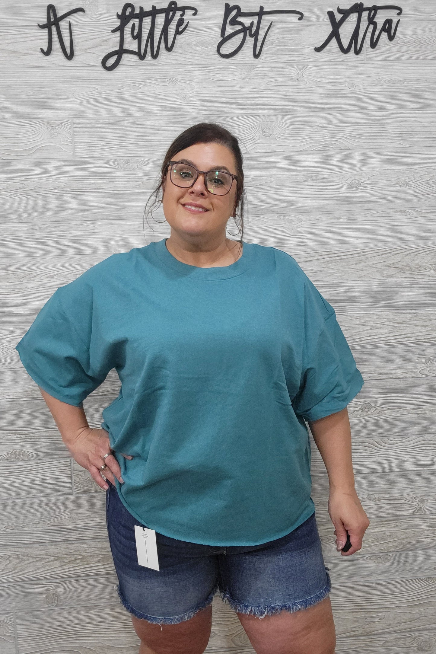 TEAL FRENCH TERRY TOP