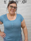 TEAL BABY WAFFLE SNAP BUTTON TOP