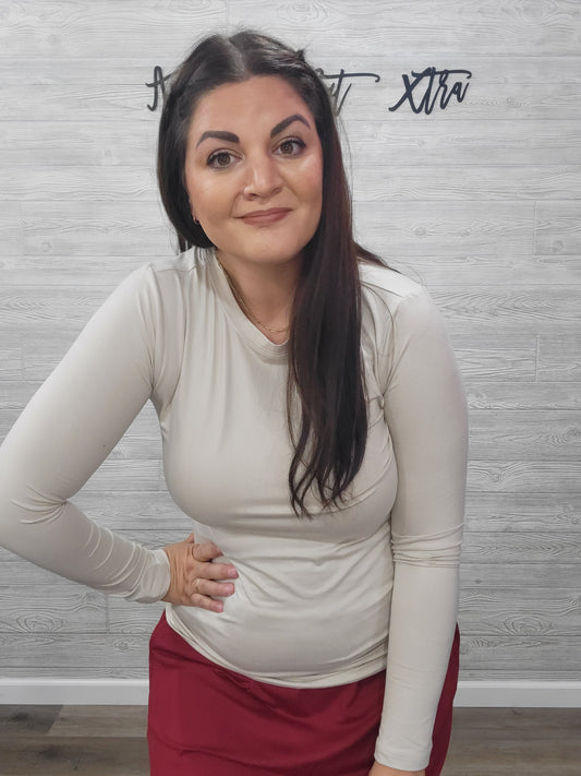SAND BEIGE MICROFIBER LONG SLEEVE