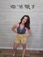 Z ACID WASH MUSTARD FRAYED DENIM SHORTS