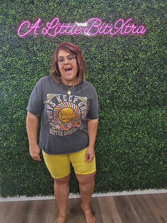 YELLOW POCKET BIKER SHORTS