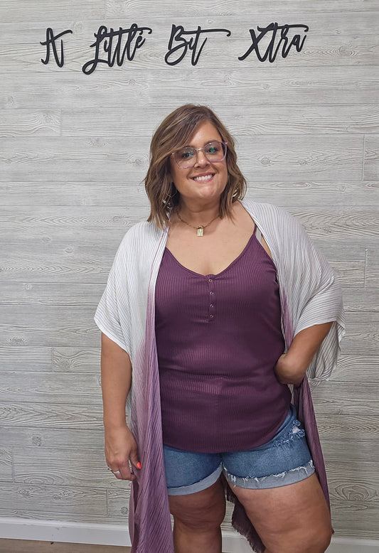 Ombre Vertical Multicolor Stitched Kimono