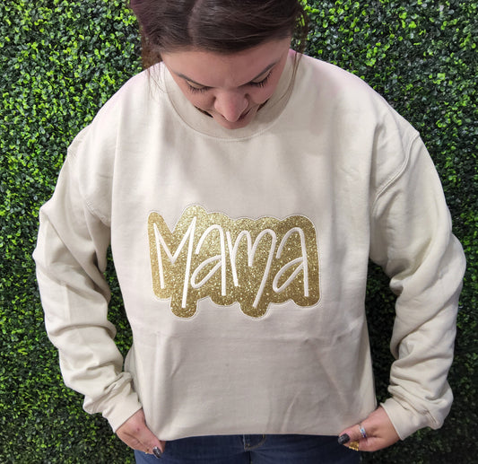 Embroidered Mama Sand Crewneck