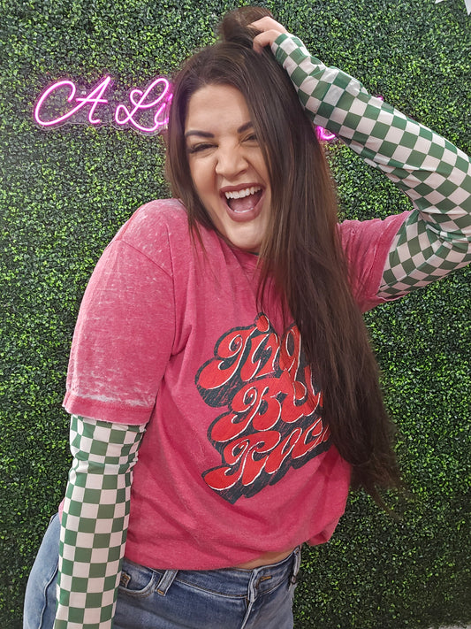 Green Checkered Mesh Top
