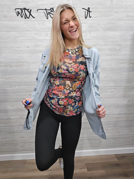Mesh Floral Top