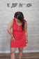 RED CORDED SLEEVELESS TANK MINI DRESS
