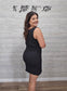 BLACK CORDED SLEEVELESS TANK MINI DRESS