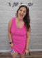 NEON HOT PINK CORDED SLEEVELESS TANK MINI DRESS