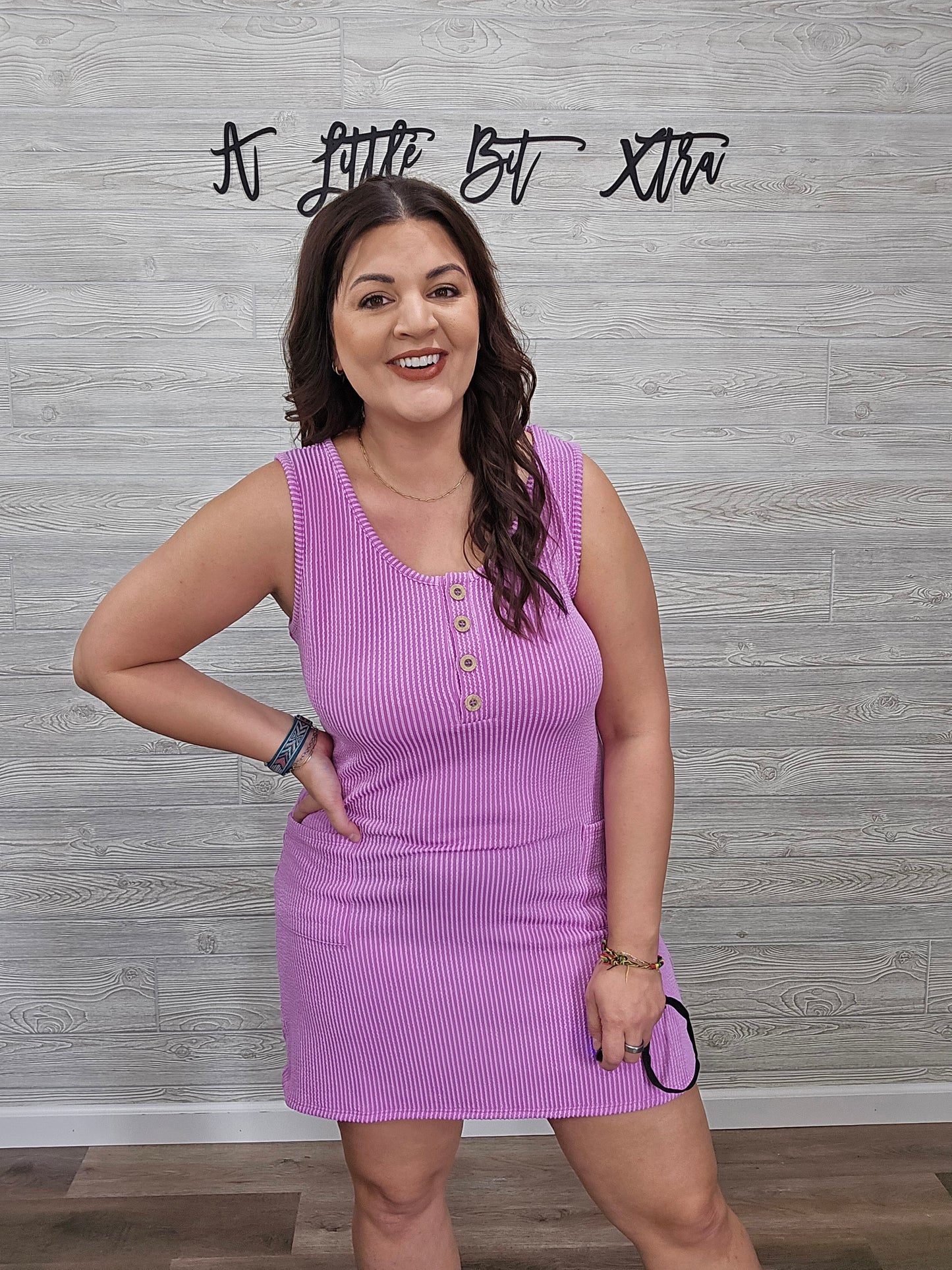 SPRING VIOLET CORDED SLEEVELESS TANK MINI DRESS