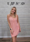 PEACH CORDED SLEEVELESS TANK MINI DRESS