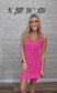 NEON HOT PINK CORDED SLEEVELESS TANK MINI DRESS