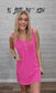 NEON HOT PINK CORDED SLEEVELESS TANK MINI DRESS