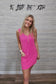 NEON HOT PINK CORDED SLEEVELESS TANK MINI DRESS
