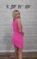 NEON HOT PINK CORDED SLEEVELESS TANK MINI DRESS