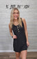 BLACK CORDED SLEEVELESS TANK MINI DRESS