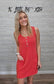 RED CORDED SLEEVELESS TANK MINI DRESS