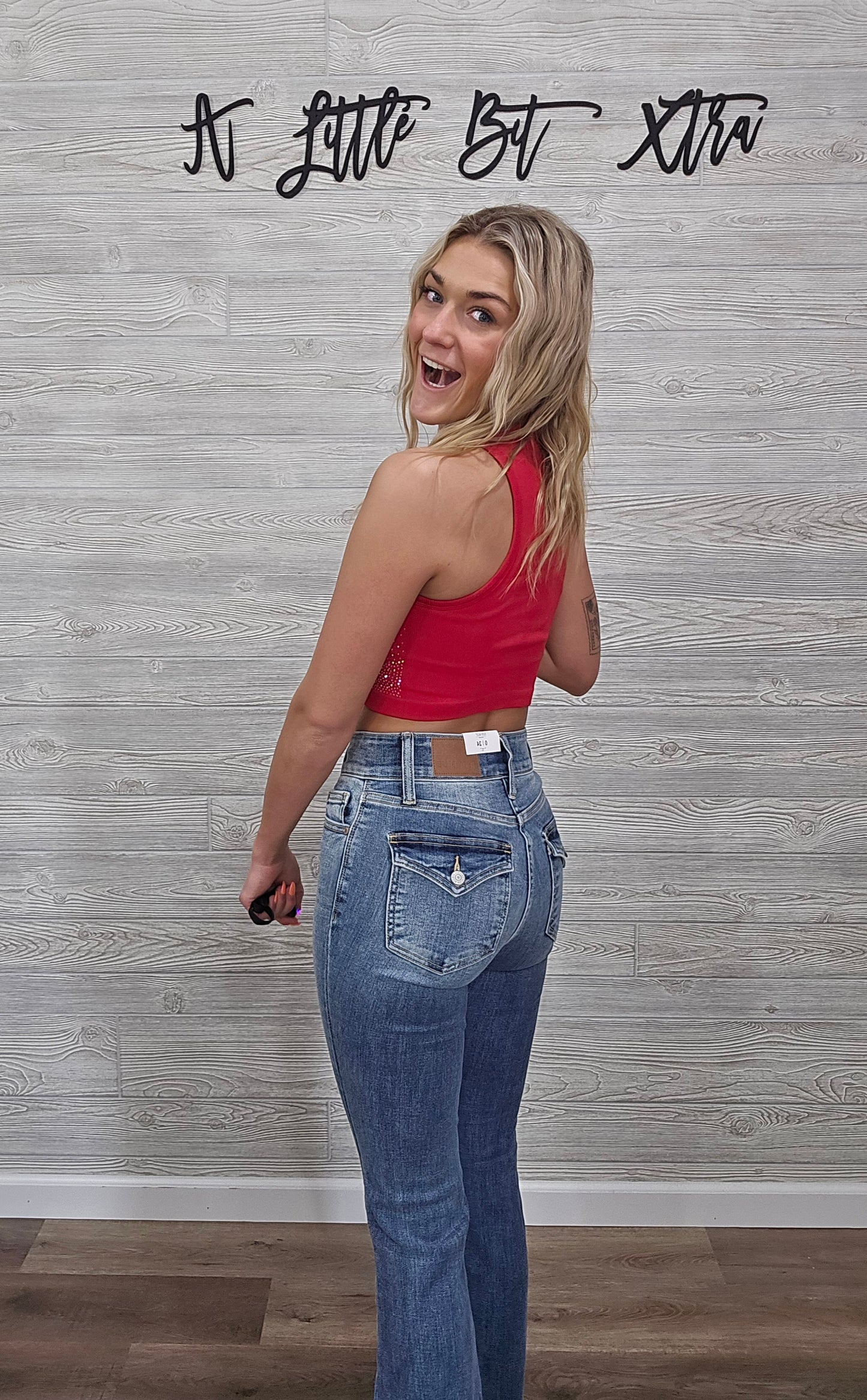 Red Rhinestone Crop Tank
