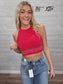 Red Rhinestone Crop Tank