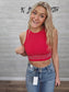Red Rhinestone Crop Tank