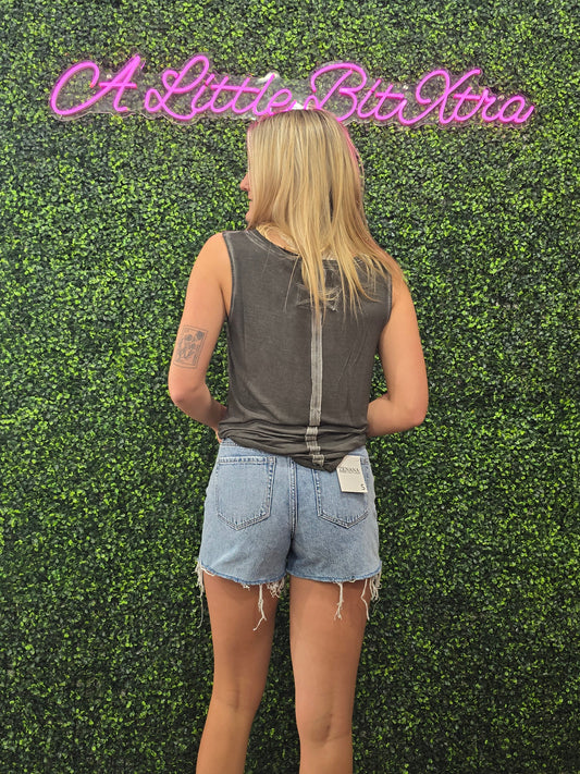 ASH BLACK WASHED V-NECK TANK