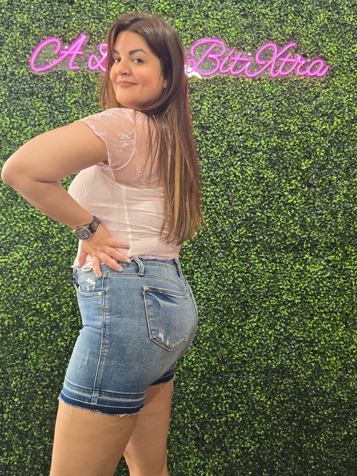 Pink Alle Short Sleeve Lace Top