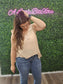 KHAKI BOHO FLOWY TOP