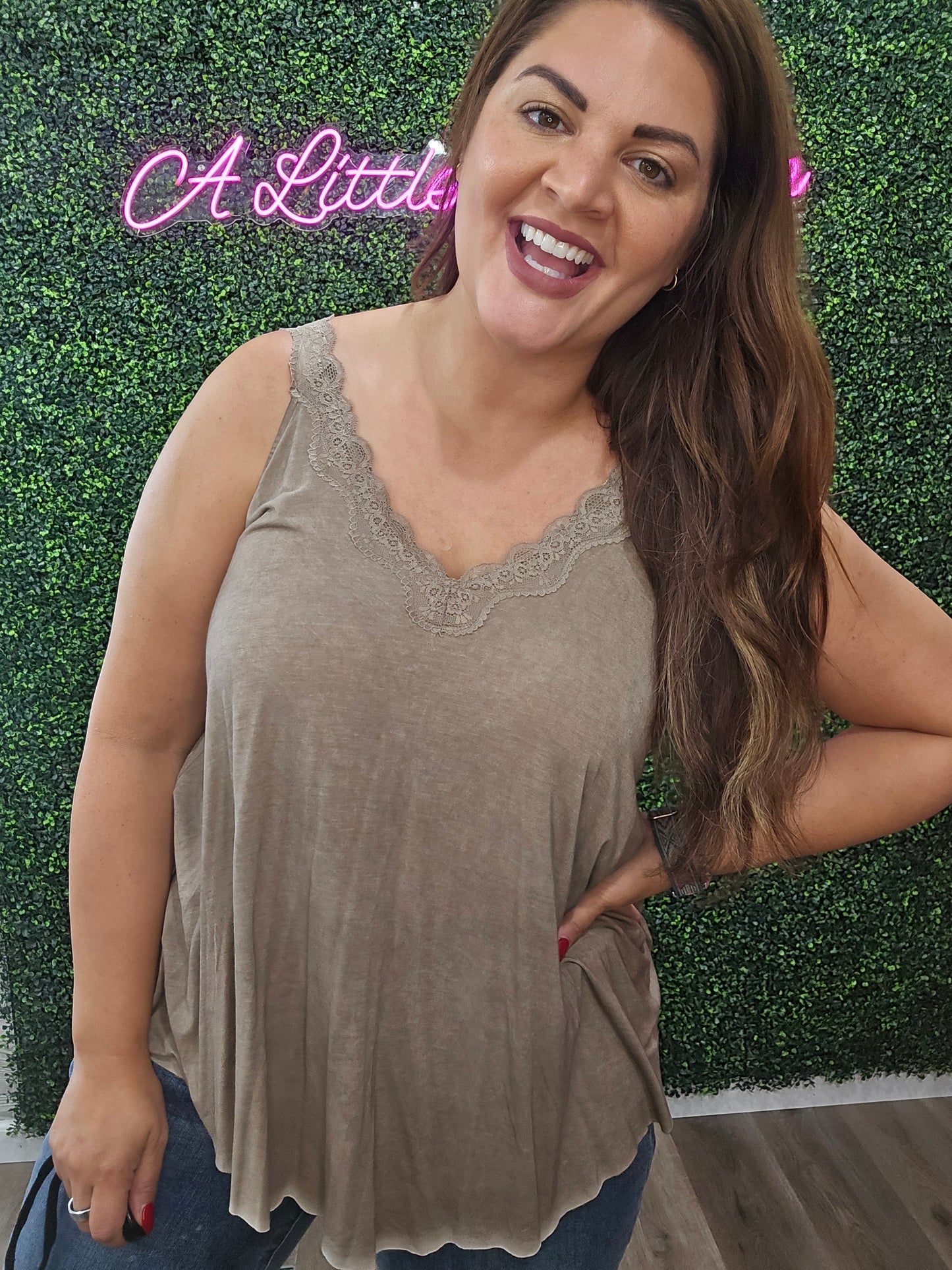 TAN LACE TANK