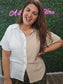 THE REESE LIGHTWEIGHT BUTTON SHIRT TAN/WHITE