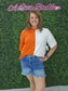 Game Day Multi Color Knit Top: ORANGE/WHITE