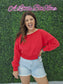 Fleece Boat Neck Pullover /Ruby