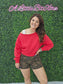 Fleece Boat Neck Pullover /Ruby