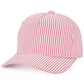 C.C Stripe Pattern Criss-Cross Ponytail Trucker Hat: Red